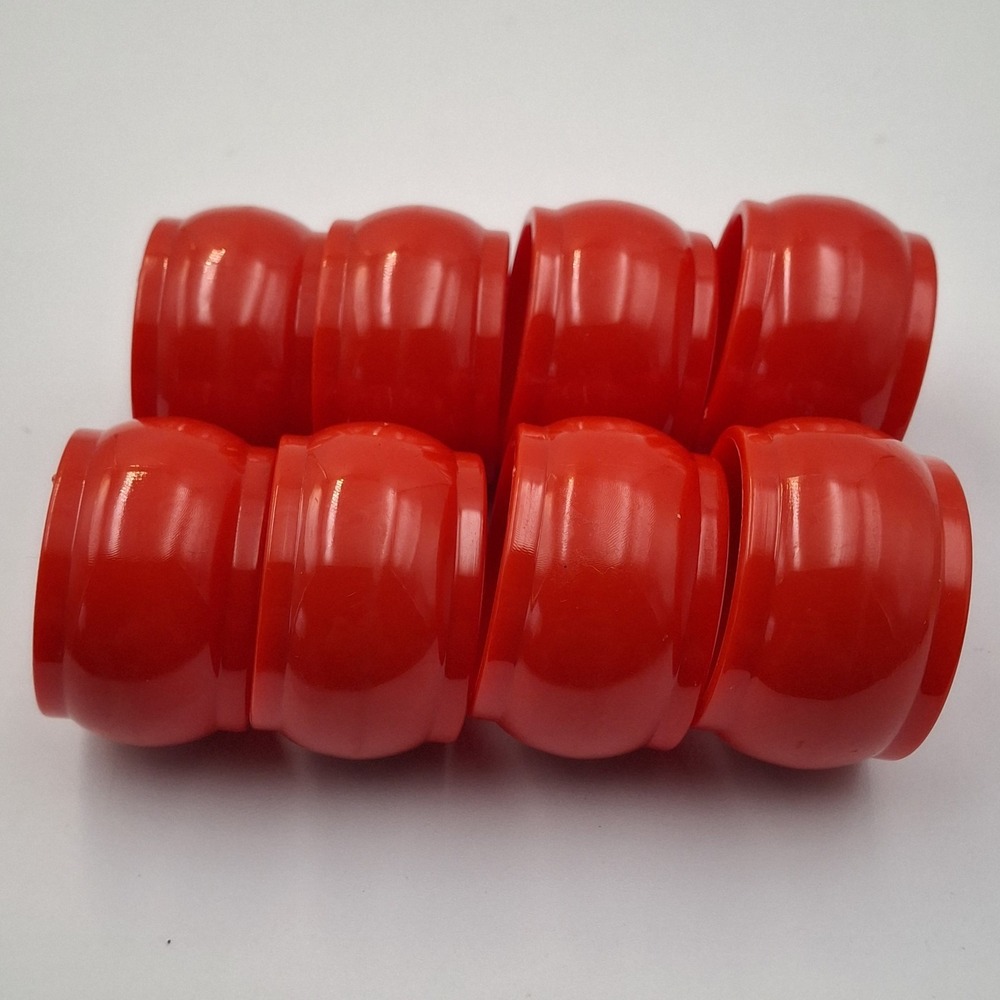 Vintage Set of 8 Red Napkin Rings Round Lucite Acrylic Mid-Century Table Decor